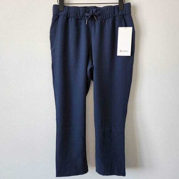 NWT LULULEMON TRNV Navy Blue Drawstring On The Fly Crop Pants Woven Women's 10 - Picture 1 of 7